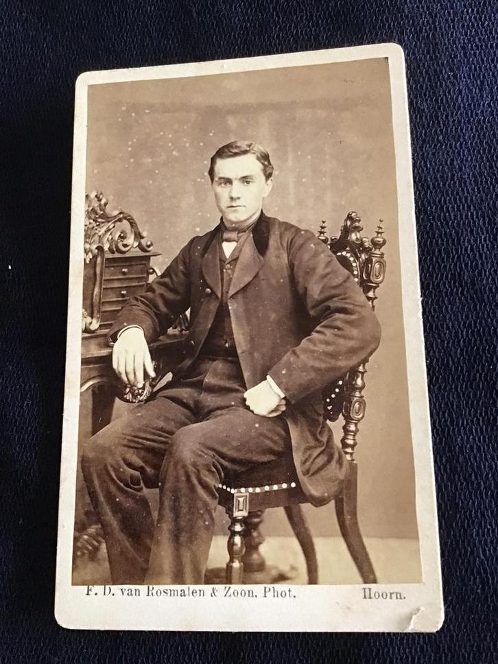 CDV, Jongeman, F.D. v. Rosmalen & Zn, Hoorn Carte de Visite, Verzamelen, Foto's en Prenten, Gebruikt, Foto, Voor 1940, Ophalen of Verzenden