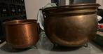 Twee vintage rustieke koperen en bronzen ketels, Antiek en Kunst, Antiek | Koper en Brons, Ophalen of Verzenden, Koper