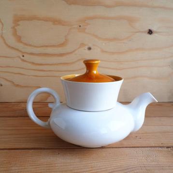 Huizen Holland koffiepotje met filter wit okergeel beschikbaar voor biedingen