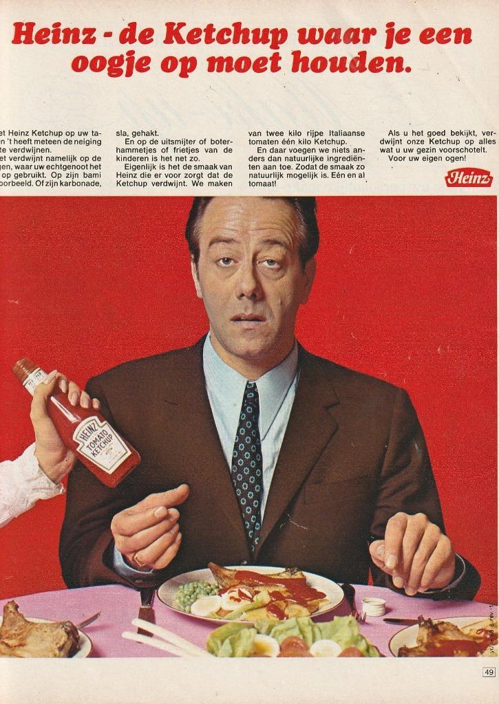 Retro reclame 1969 Heinz ketchup houd er 'n oogje op, Verzamelen, Retro, Overige typen, Verzenden