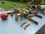 oude dubbelle keukenhandpomp met 2 messing plugkranen, Antiek en Kunst, Ophalen