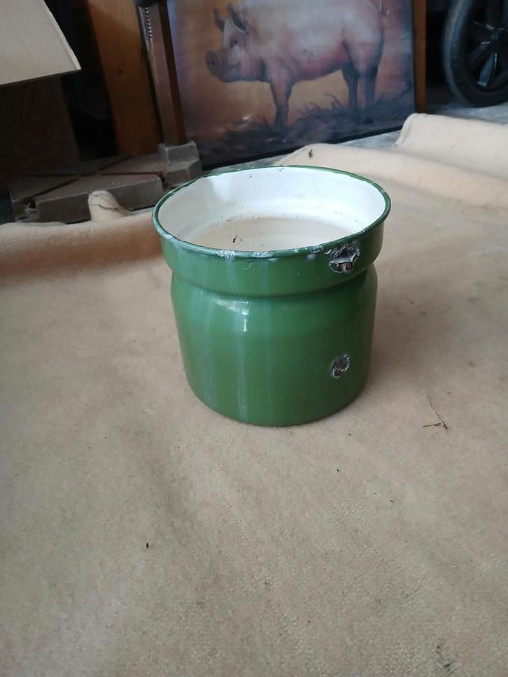 Vintage Groene Emaille Pot, Antiek en Kunst, Antiek | Emaille, Ophalen