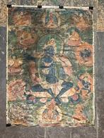 Antieke Tibetaanse Thangka, 19e Eeuw, Handgeschilderd, Ophalen of Verzenden