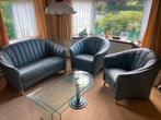 Leren bank met 2 fauteuils, Ophalen, Zo goed als nieuw