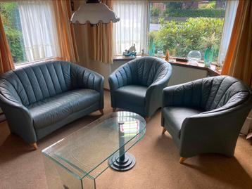Leren bank met 2 fauteuils  beschikbaar voor biedingen