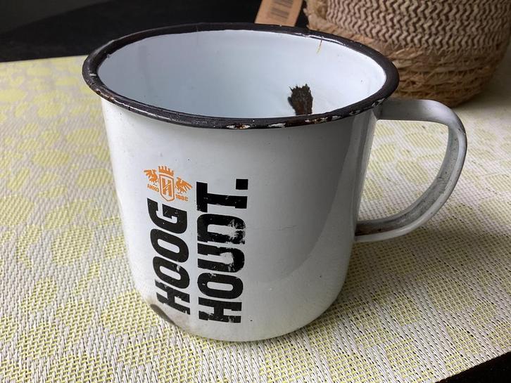 Vintage emaille HOOGHOUDT Jenerver mok, Antiek en Kunst, Antiek | Emaille, Ophalen of Verzenden