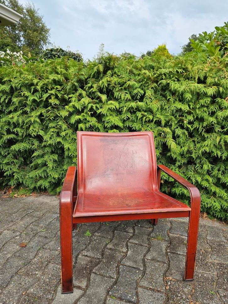Matteo Grassi Fauteuil - Vintage Design, Huis en Inrichting, Fauteuils, Gebruikt, Leer, Metaal, 50 tot 75 cm, Minder dan 75 cm