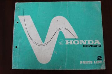 Honda CB750F2 1977 motorcycle parts list CB 750 F2 beschikbaar voor biedingen