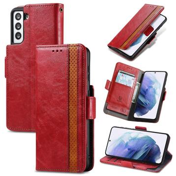 Galaxy S21 5G Luxe PU-leer Wallet Flip Case _ Rood