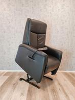 Hukla zwart leren sta op stoel relax fauteuil op accu, Minder dan 75 cm, Leer, Ophalen of Verzenden, Zo goed als nieuw