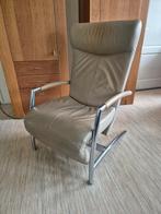 Leolux Helical fauteuil en hocker, Leer, Gebruikt, 75 tot 100 cm, 50 tot 75 cm