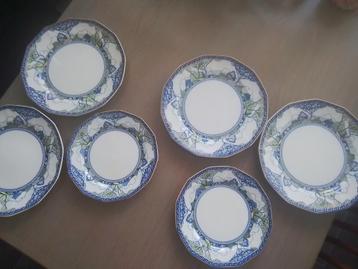 6 antieke mooie borden, Merry Weather beschikbaar voor biedingen
