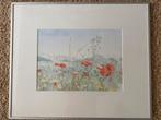 Aquarel Loes Wouda-Das klaprozen in Scandinavisch landschap, Ophalen of Verzenden