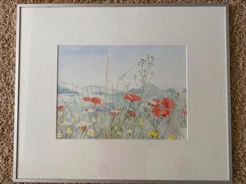 Aquarel Loes Wouda-Das klaprozen in Scandinavisch landschap beschikbaar voor biedingen