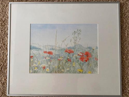 Aquarel Loes Wouda-Das klaprozen in Scandinavisch landschap, Antiek en Kunst, Kunst | Schilderijen | Klassiek, Ophalen of Verzenden