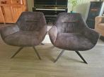 Mooie grijze velvet stoel(en) fauteuil(s), Ophalen, Twee, Zo goed als nieuw, Stof