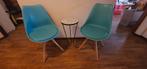 2x turquoise kuipstoelen, Ophalen, Gebruikt, Twee