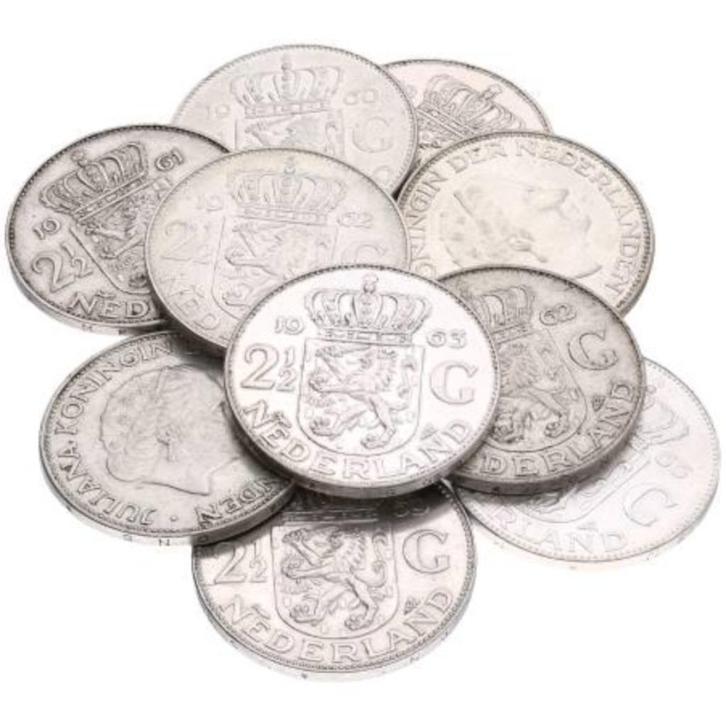 10 zilveren Juliana Rijksdaalders, Postzegels en Munten, Edelmetalen en Baren, Zilver, Ophalen of Verzenden