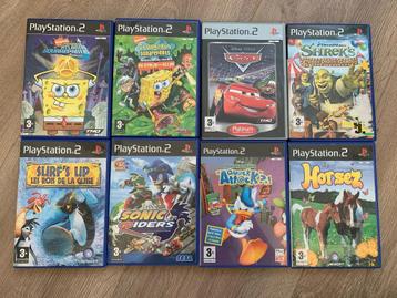 Sony PlayStation 2 8 spellen Shrek Cars Spongebob Dora Sonic beschikbaar voor biedingen