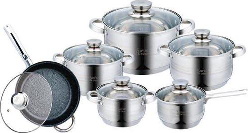 Nieuwe 12 delig pannen set pannenset inductie gas, Huis en Inrichting, Keuken | Potten en Pannen, Zo goed als nieuw, Pannenset