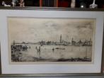 ANTIEKE ETS STADSGEZICHT ANTWERPEN gesigneerd : ROM MALFLIET, Antiek en Kunst, Kunst | Etsen en Gravures, Ophalen of Verzenden