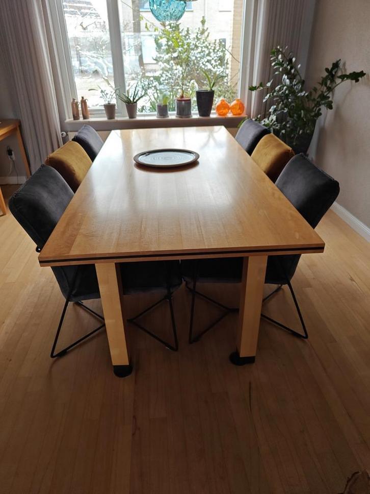 6 prachtige eetkamerstoelen, Huis en Inrichting, Stoelen, Zo goed als nieuw, Vijf, Zes of meer stoelen, Metaal, Stof, Zwart, Ophalen