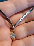 Nieuw bewerkte Zirconia halscollier met verlengstukje, Ophalen of Verzenden, Nieuw, Zilver, Zilver