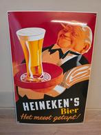 emaille Heineken, Verzamelen, Biermerken, Ophalen of Verzenden, Zo goed als nieuw, Reclamebord, Plaat of Schild, Heineken