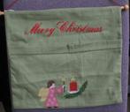 Kerstpostzak geborduurd engel en kaars tekst Merry Christmas, Ophalen of Verzenden, Nieuw, Patroon