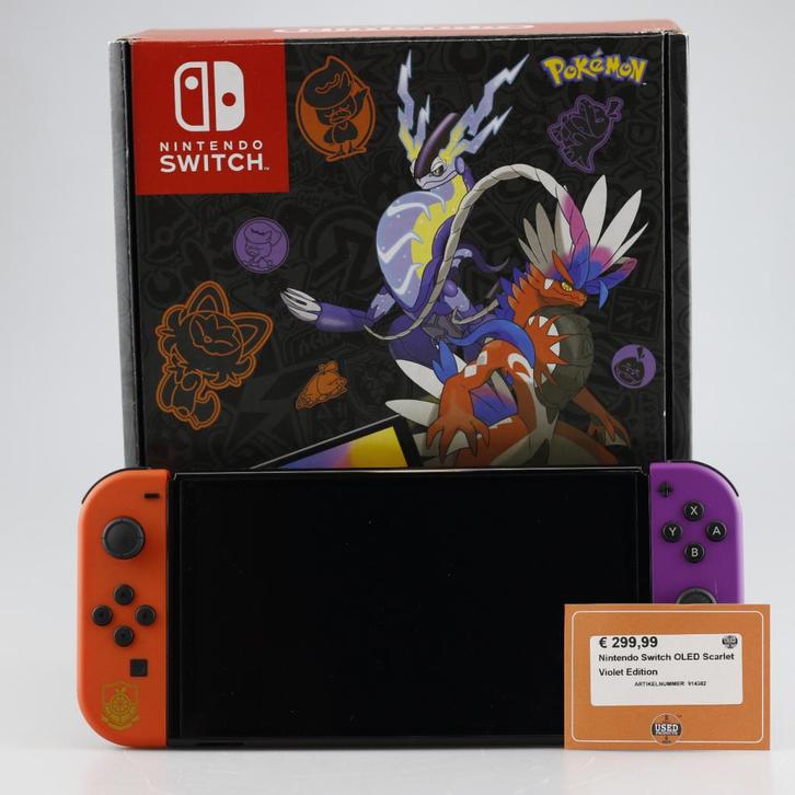 Nintendo Switch OLED Scarlet Violet Edition, Spelcomputers en Games, Spelcomputers | Nintendo Switch, Zo goed als nieuw