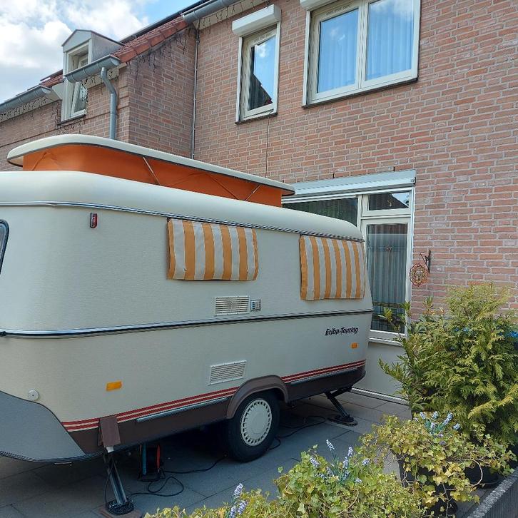 Zonwering Retro caravan Eriba Touring 1988 oranje/beige., Caravans en Kamperen, Caravan accessoires, Zo goed als nieuw, Ophalen of Verzenden