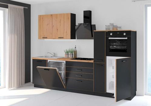 SOFTCLOSE! Keuken Leo 280 cm ZWART/ BRUIN Vaatwasserkast!, Huis en Inrichting, Keuken | Complete keukens, Nieuw, Enkelwandige keuken