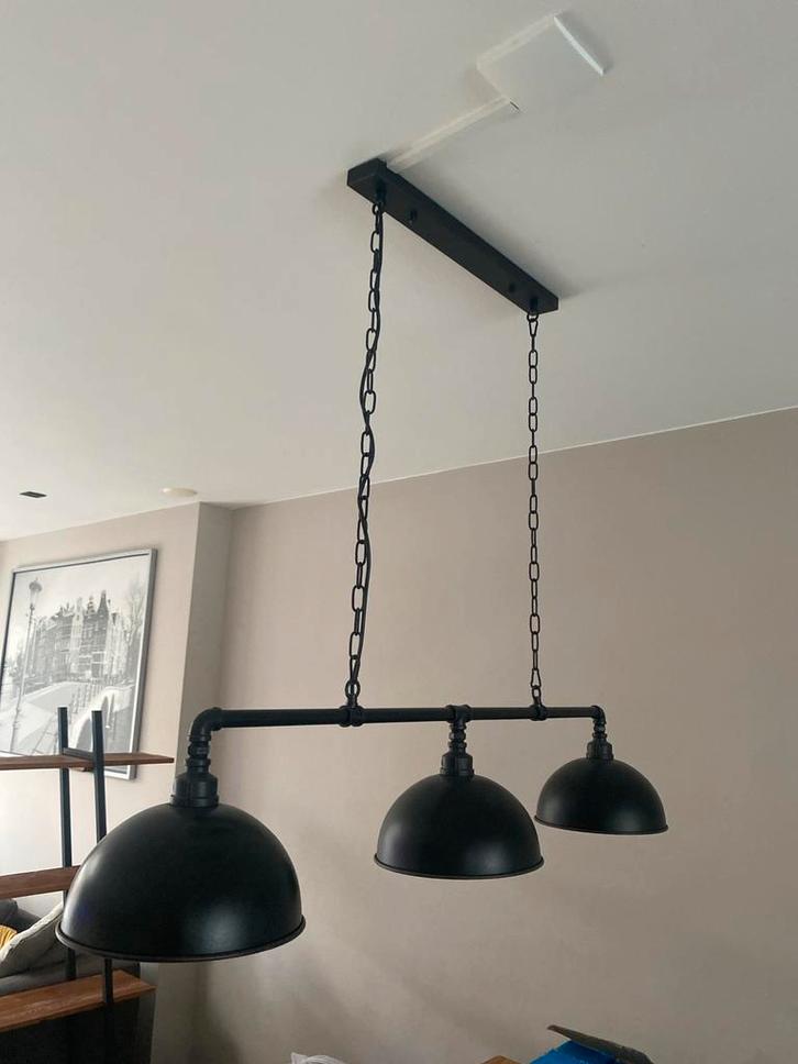 Industriële Hanglamp 3-Lichts, Huis en Inrichting, Lampen | Hanglampen, Zo goed als nieuw, 75 cm of meer, Metaal, Ophalen