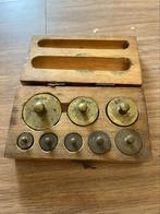 Antieke gewichten set in houten doos, Antiek en Kunst, Antiek | Gereedschap en Instrumenten, Ophalen of Verzenden