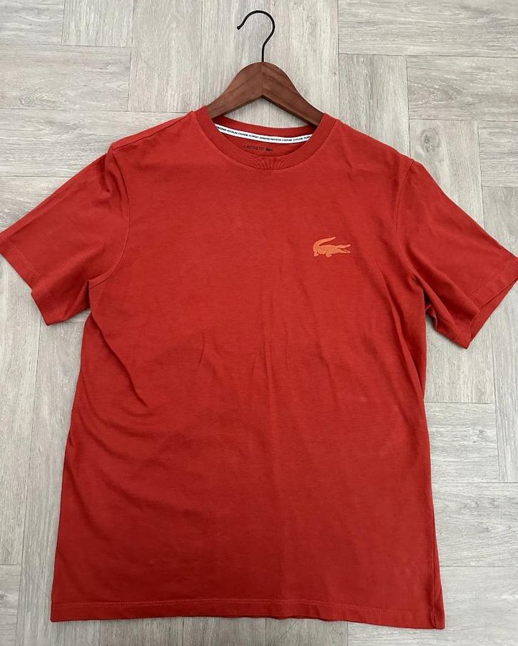 Stoere LACOSTE roest kleurige shirt maat S!, Kleding | Heren, T-shirts, Zo goed als nieuw, Maat 46 (S) of kleiner, Bruin, Verzenden