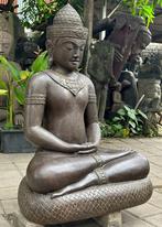 Khmer Boeddha Tuinbeeld Handgemaakt van Lavasteen 100cm, Nieuw, Steen, Boeddhabeeld, Verzenden