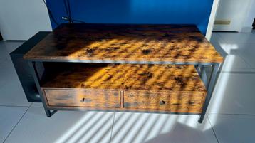 Vasagle salontafel | metaal/hout look, 2 lades beschikbaar voor biedingen