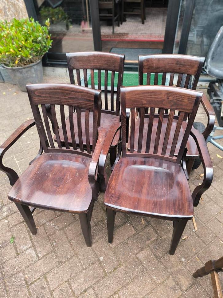 4 Thornet Café Stoelen met Armleuningen, Huis en Inrichting, Stoelen, Gebruikt, Vier, Hout, Bruin, Ophalen of Verzenden