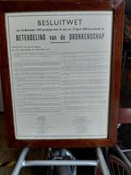 Besluitwet Beteugeling Dronkenschap - Ingelijst, Antiek en Kunst, Ophalen of Verzenden