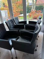 6x Zwarte eetkamerstoelen leer Funk van Goossens, Ophalen, Gebruikt, Zwart, Leer