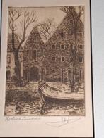 Tekening van het vliet Leeuwarden, gesigneerd., Ophalen of Verzenden