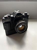 Canon A-1 met Motordrive, Audio, Tv en Foto, Fotocamera's Analoog, Ophalen of Verzenden, Gebruikt, Spiegelreflex, Canon