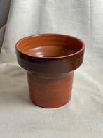 Vintage bruin cognac aardewerken bloempot, Tuin en Terras, Bloempotten, Rond, Binnen, Ophalen of Verzenden, Zo goed als nieuw