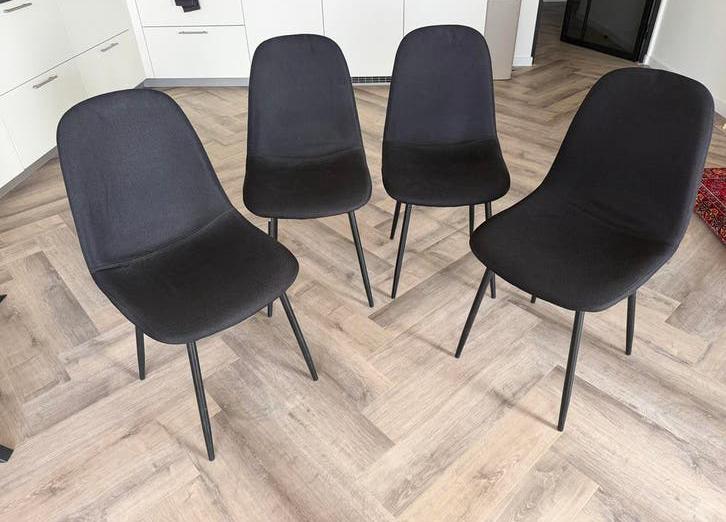 Set van 4 zwarte eetkamerstoelen, Ophalen, -, Zwart, Zwart