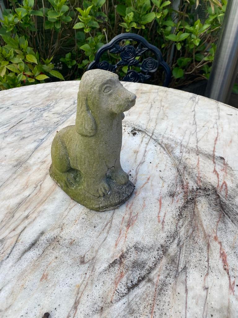 Vintage Teckel Tuinbeeldje - Beton, Tuin en Terras, Ophalen of Verzenden, Gebruikt, Beton, Dierenbeeld