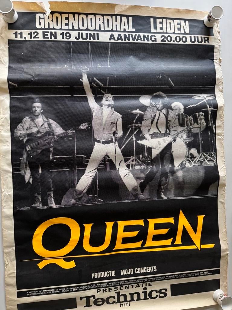 Zeldzame originele Queen concert poster 1986 A0 – Leiden, Ophalen, Deurposter of groter, Muziek, Rechthoekig Staand