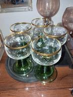 Set van 5 roemer wijnglazen met gouden rand, Ophalen of Verzenden