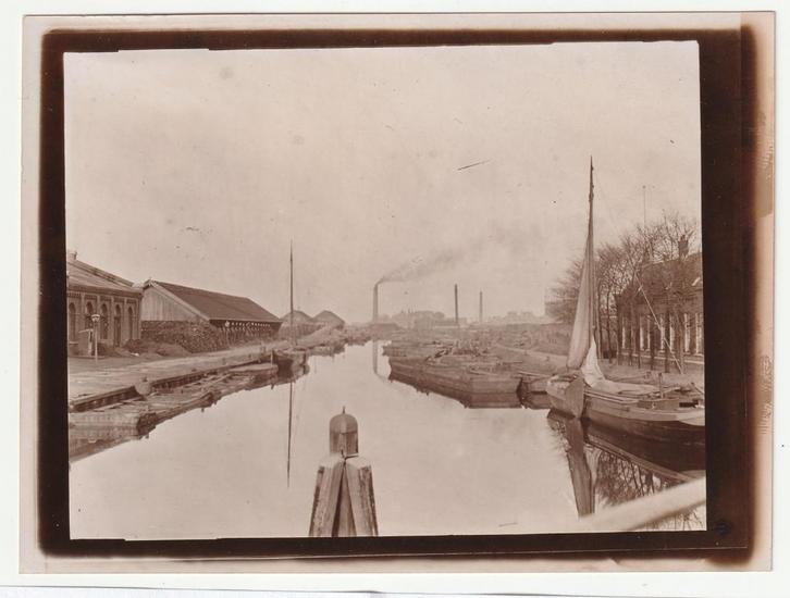 Buyskade Amsterdam met Centrale Belt oude foto, Verzamelen, Foto's en Prenten, Gebruikt, Foto, Gebouw, Voor 1940, Verzenden
