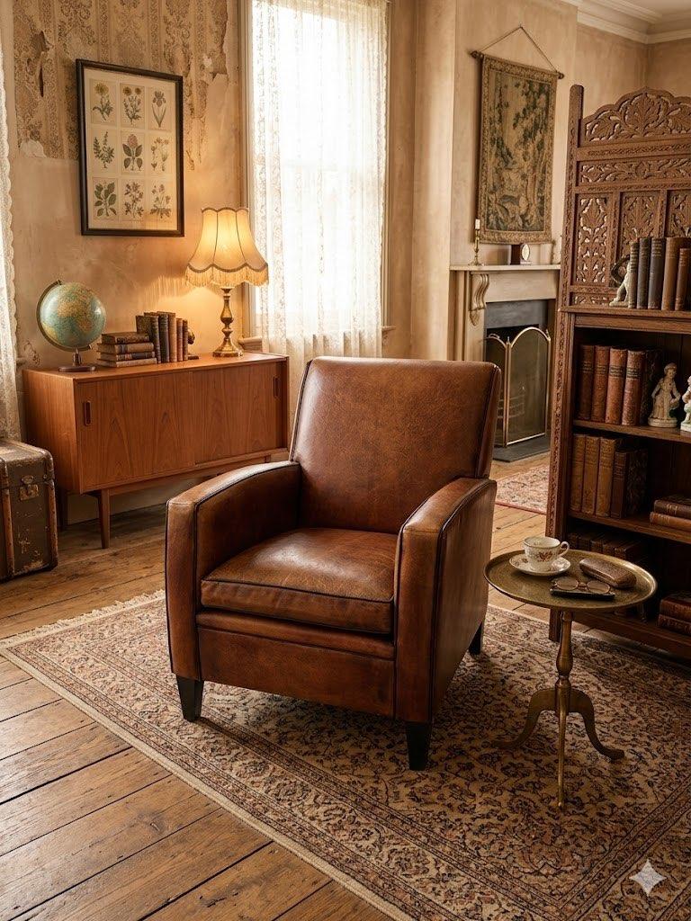 SA Lounge Atelier Fauteuil Schapenleer Type Denver, Huis en Inrichting, Fauteuils, Vintage/Klassiek, 75 tot 100 cm, Ophalen of Verzenden