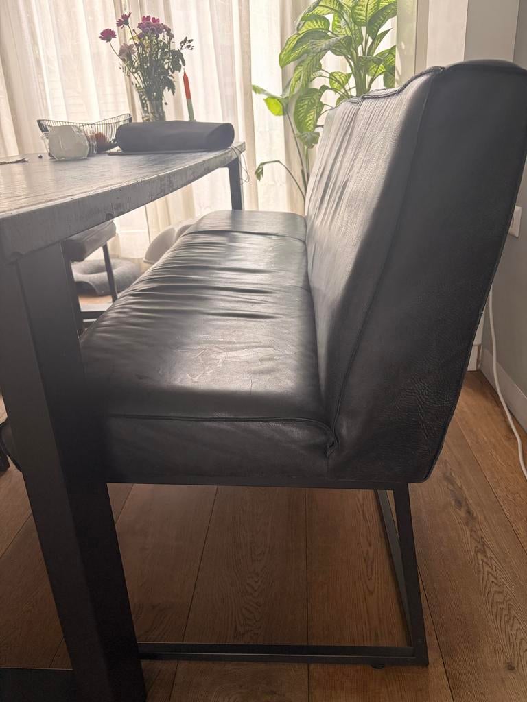 Leren Eetkamerbank Goossens Tom - 172 cm lang, Huis en Inrichting, Gebruikt, Minder dan 75 cm, 150 tot 200 cm, Driepersoons